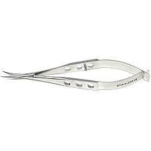 Castroviejo Micro Scissors 3.5" Curved, Fenestrated Flat Handle