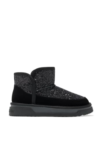 D.Franklin Botas de Mujer de Ante con Forro Interior Atlas Glitter Negro - Botas para Mujer - Moda casual - Talla (36)