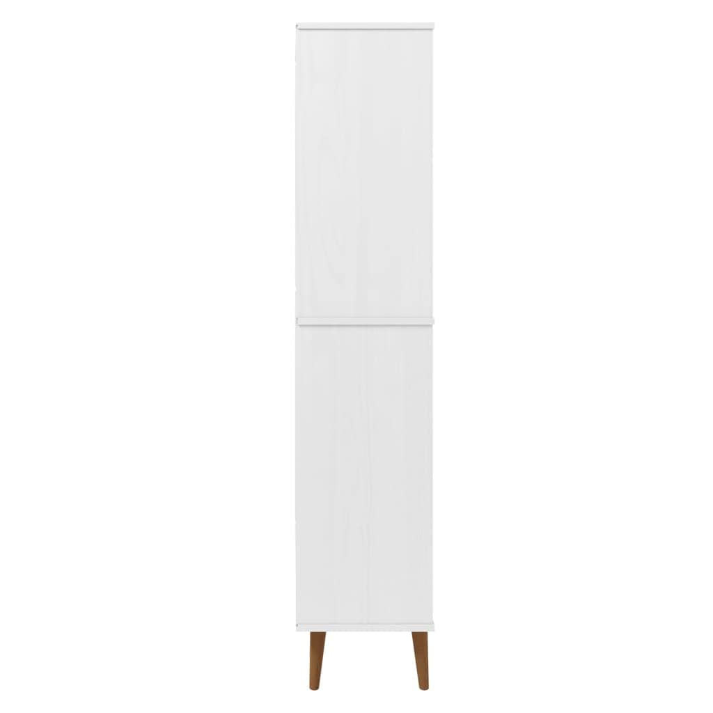 MOLDE regał na książki, biały, dekoracyjny regał do salonu, do biura, 85 x 35 x 170,5 cm, lite drewno sosnowe
