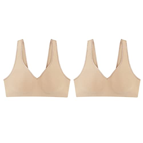 Hanes womens Wireless Bra, Smooth Comfort Full-coverage T-shirt Bra for Women, Single Or 2-pack Bra (pack of 2)