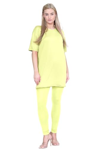 Survêtement uni pour femme avec t-shirt oversize et legging de gym
