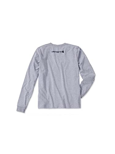 Carhartt, Herren, Lockeres, schweres, langärmliges T-Shirt mit Logo-Grafik auf dem Ärmel, Grau meliert, L – Ansicht 3