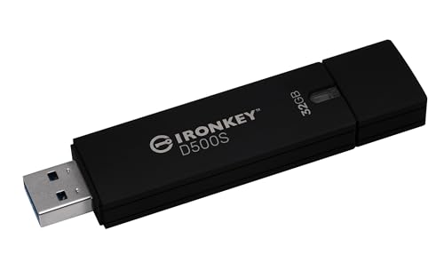 Kingston Ironkey D500S Pen Drive criptografado de 32 GB | Partição dupla oculta | FIPS 140-3 nível 3 | XTS-AES 256-bit | BadUSB e proteção de força bruta | Opção de vários pinos | IKD500S/32GB