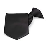 TieMart Men's Solid Black Clip-On Necktie