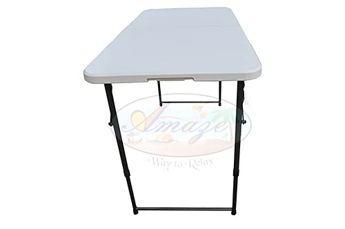 Image of AMAZE (4' x 2', Variable Height Portable Foldable Table | Space Saving, Carry Like Bag, Multipurpose Folding Table for Study, Laptop, Dining, Camping & Outdoor Use- White