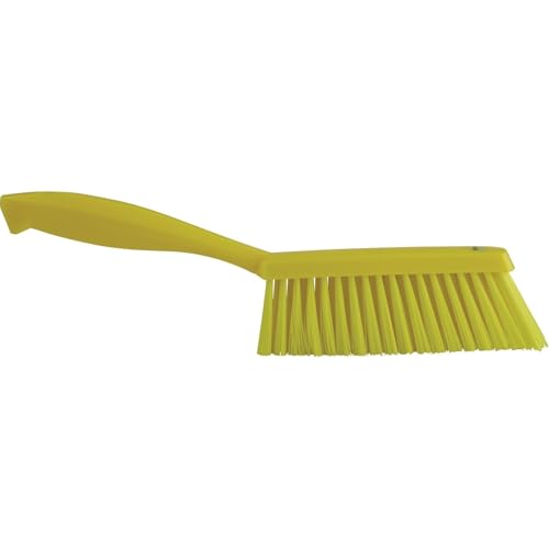 Image of Vikan 45876 Bench Cleaning Brush, Polypropylene /Polyester Soft Bristle Dustpan Brush & Sweeper With Handle, 14-Inch, Yellow