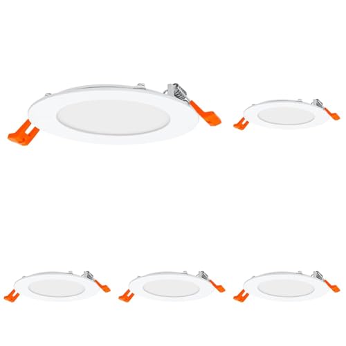 OSRAM Downlight Slim 120mm, luz LED empotrable, 8W, blanco cálido 3000K, 550 lúmenes, diseño plano, IP20, fácil instalación para salones y pasillos (Paquete de 5)