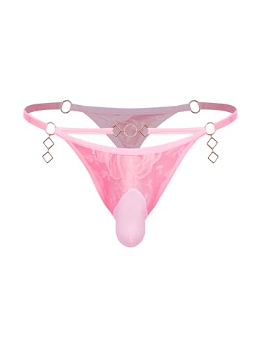 Sholeno Mens Sheer Floral Lace Thongs Low Waist Sissy Bikini Underwear For Bedroom Fun