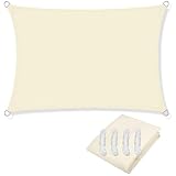 Telone Impermeabile Vela parasole rettangolare 4x2/3/5/6 m, impermeabile, protezione dalle intemperie, for patio, balcone, giardino(Cream White,3x4m)