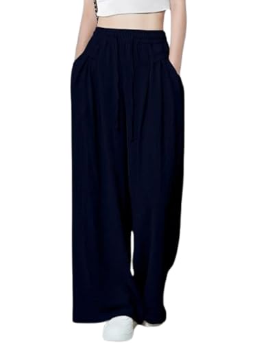 Image of GRECIILOOKS High Waist Polycotton Trousers for Women - Flared Parachute Pants with Side Pockets | Casual Travel Cargo Pants (Available in Plus Size and Value Pack)
