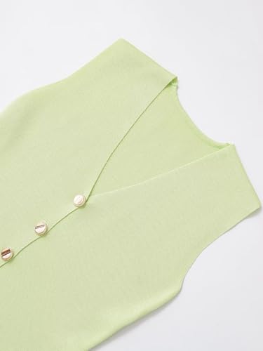 Women's Minimalist Chic Plain Knit Waistcoat Top, Classic Sleeveless V-Neck Button Front Vest3