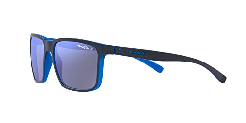 ARNETTE Man Sunglasses Matte Top Navy On Light Blue Frame, Dark Grey Mirror Water Polar Lenses, 58MM3