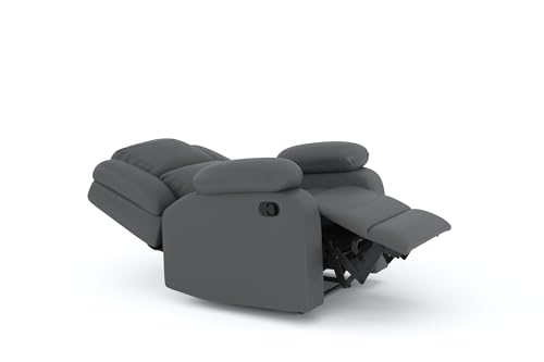 Image of Amazon Brand - Solimo AeroEase Velvet Fabric | Single Seater Sofa Recliner | Manual Recliner (Leatherette Grey)