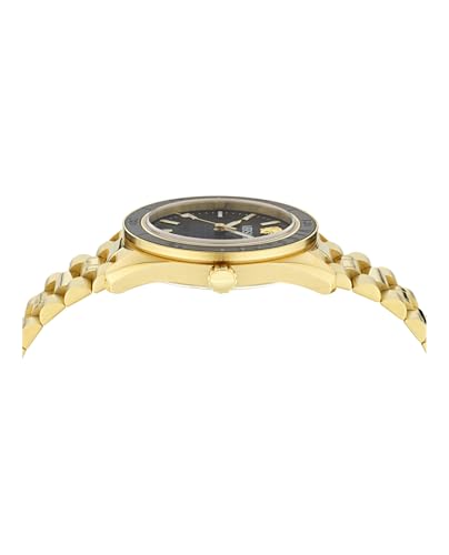 Versace V-Dome Collection Luxury Mens Watch Timepieces with a Gold Bracelet and Case Featuring a Black Dial2
