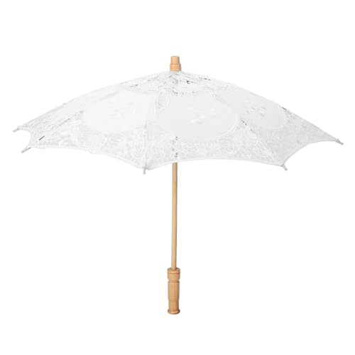 Parapluie en Dentelle avec Manche en Bois, Tissu en Soie, Broderie de Fleurs en Dentelle Faite à la Main, Parapluie de Photographie de Mariée pour...