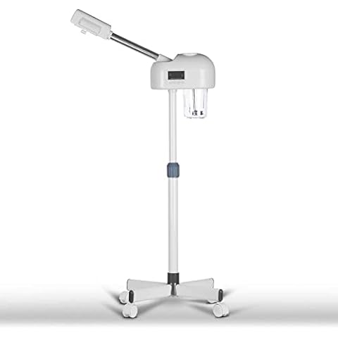 Professional Facial Steamer with LCD Screen, Timer, for Salon SPA Face Care, Height Adjustable, White Cover