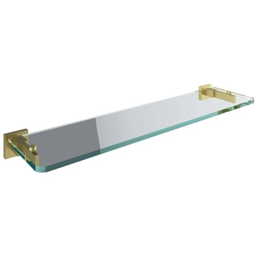Go Bathrooms Froma 500mm Gold Floating Glass Shelf Detail Slim Wall Mounted Bathroom Storage & Display Toughened Glass & Solid Brass Bracket Modern Gold Bathroom Accessory