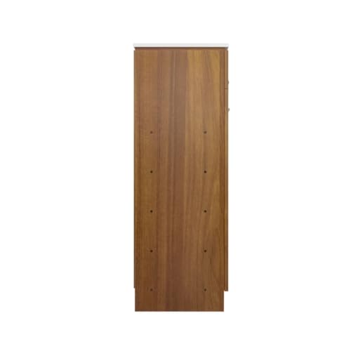Image of Amazon Brand - Solimo Eva 2 Door Shoe Cabinet | Engineered Wood | Footwear Organizer with 1 Drawer and 4 Shelves | Wooden Shoe Rack for Home & Office | 12 Months Warranty | Leon Teak