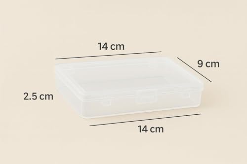 Image of Clear Plastic Storage Containers with Lock Lid Set of 6 (14x9x2.5cm) Rectangular Transparent Small Organizer Boxes for Jewellery Earrings Rings Beads Sewing Craft Portable Box for Home Office Travel