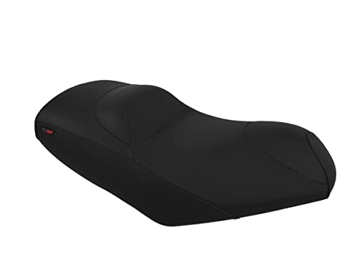 Moto Discovery Funda de Asiento Compatible con Piaggio X EVO 250/400 2008 2015 Negra con Costuras Negras