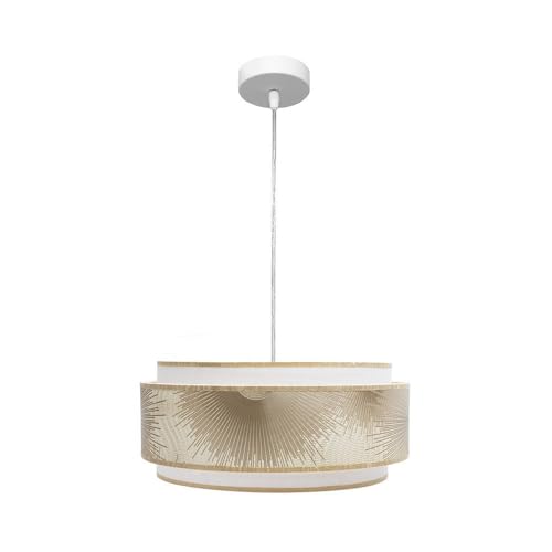 ABRILA AKUNADECOR Colgante 1 Luz Modelo Nepal Blanco Con Pantalla Doble