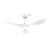 ocioc Ventilador de Techo con Luz LED Regulable Silencioso 132cm Blanco, Lamparas Ventilador de Techo, Motor DC Reversible y Mando a Distancia, Moderno para Salón, Dormitorio, Cocina, Exterior Terraza