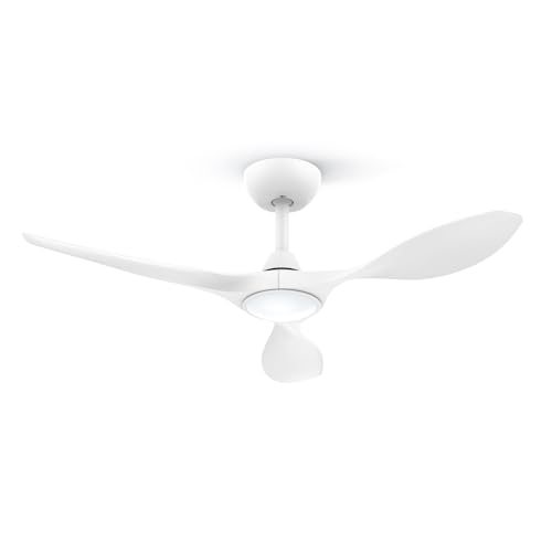 ocioc Ventilador de Techo con Luz LED Regulable Silencioso 132cm Blanco, Lamparas Ventilador de Techo, Motor DC Reversible y Mando a Distancia, Moderno para Salón, Dormitorio, Cocina, Exterior Terraza