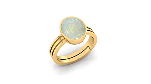 Image of 11.25 Ratti / 10.75 Carat Natural Certified AA++ Quality Australian White Opal Astrological Purpose Loose Gemstone Panchdhatu Gold Plated Ring for Man and Women(OX010)