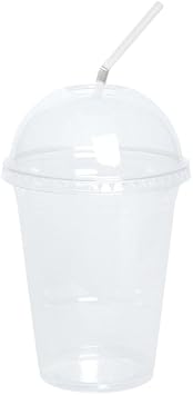 12oz Clear PET Plastic Cups with Dome Lid & Straw 500 Sets