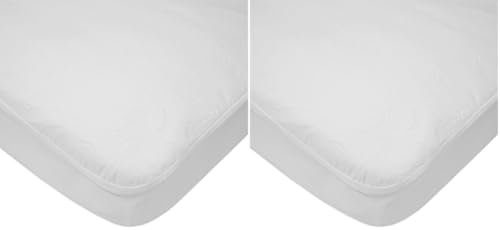 Image of TL Care Waterproof Fitted Crib and Toddler Protective Mattress Pad Cover, White (Pack of 2)