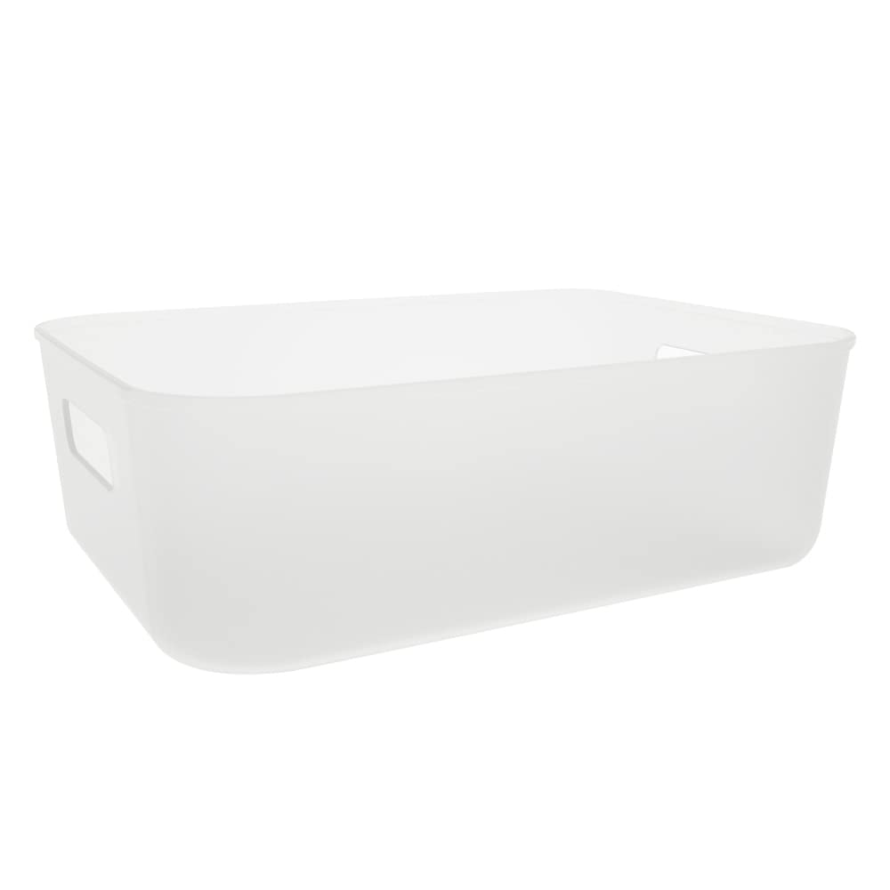4 Paniers De Rangement 5L Cetomo - Blanc - 28.5x22x9cm - Avec Poignées - Pour Étagère, Bureau