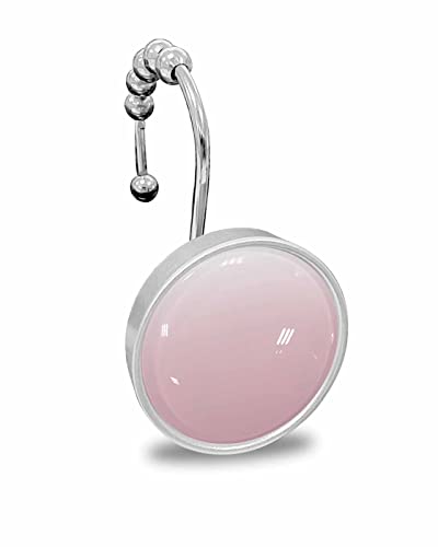 Ombre Shower Curtain Hooks, Gradient Blush Pink and White Minimalism Art 12PCS Shower Curtain Hooks Rings for Bathroom Stainless Steel Rust Resistant Shower Curtain Hangers