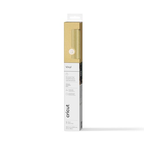 Cricut Permanent Adhesive Vinyl Sheet | 30.5 cm × 1.2 m | Shimmer Gold | Self-Adhesive Vinyl for All Cutting Machines