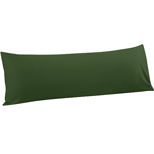 FLXXIE Body Pillow Cover - Super Soft Microfiber 20x54 Body Pillow Case - Envelope Closure, Wrinkle, Stain Resistant Olive Green Body Pillowcase, 20x54, Olive Green