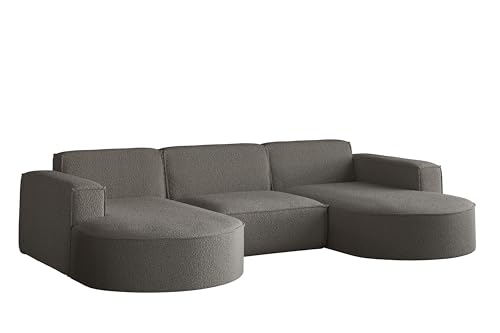 Kaiser Möbel - Ecksofa mit Wohnlandschaft, Eckcouch U Form, Sofa 3-sitzer, Polstersofa, Bigsofa, Bequemes Couch mit Ottomanen für Wohnzimmer, Relaxsofa, Weiches Stoff, U-Ecke, Modena Studio, Graphit – Bild 4