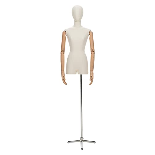 OTQEFTN Female Mannequin Torso Dress Form, Height Adjustable Half Body Woman Manikin, Move Shop Window Clothing Display Shelf, Metal Base, 4 Models