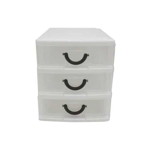 TOYANDONA Organizador Plástico 3 Niveles Transparente Asa Diseño Compacto para Oficina y Estudio Caja Multiusos para Papelería y Cosméticos