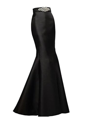 Amazon.com: Diandiai Satin Mermaid Long Skirt Evening Party Prom Skirt  Beads Women Dress Black S : Clothing, Shoes & Jewelry
