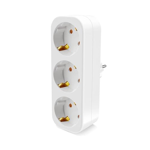 Cilia 1 extensor de enchufe europeo, divisor de enchufe, 3 en 1, 3680 W, 250 V, 16 A, blanco, universal Schuko