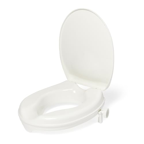 Medline 2 Universal Locking Seat Riser with Lid - Fits Most Standard and Elongated Toilets