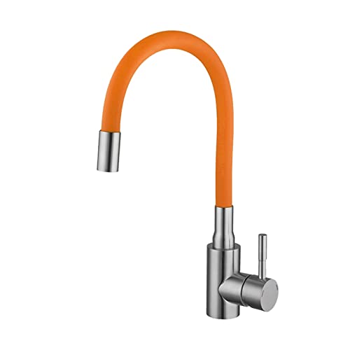 Withstand high Pressure and Temperature Extremes Stainless Steel Kitchen Faucets Kitchen Sink Faucet Stream Sprayer Head Colorful Hose Kitchen Mixer Tap (Color : N1114N-T9)