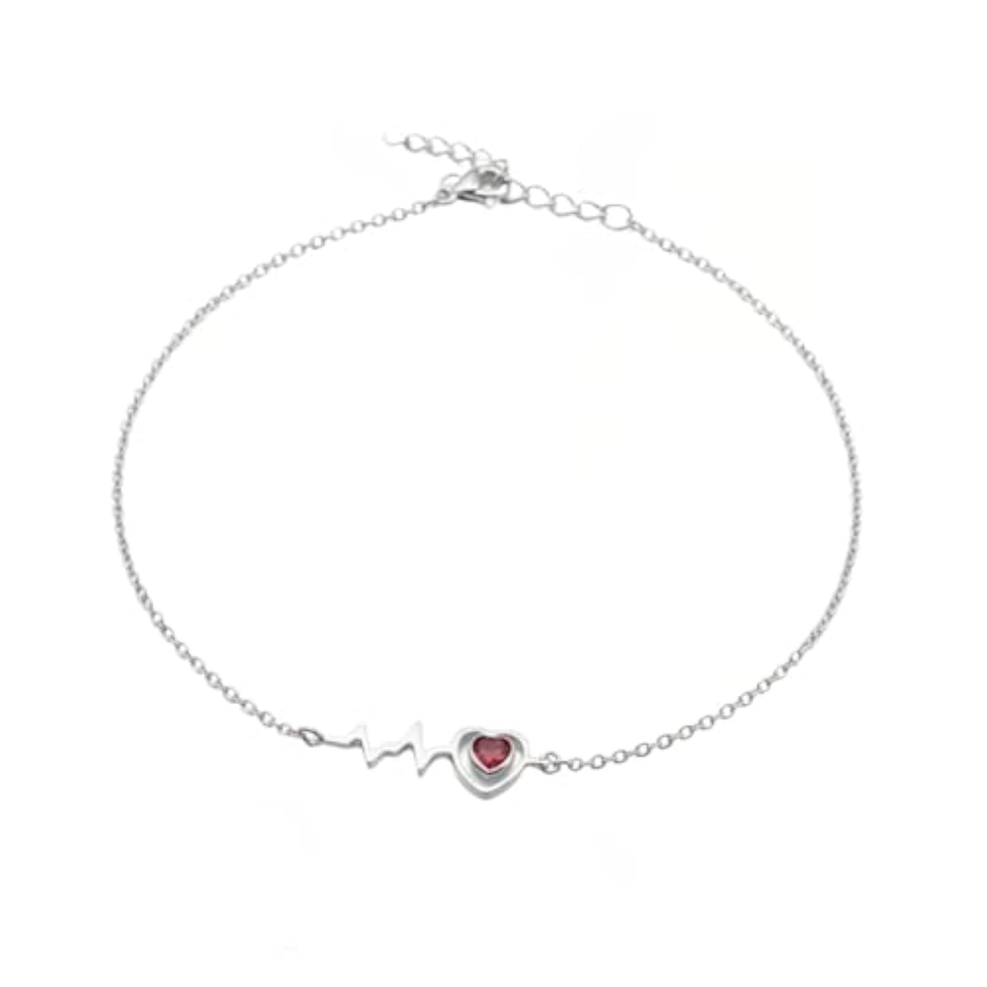 Women's 925 Sterling Silver Heartbeat Bracelet