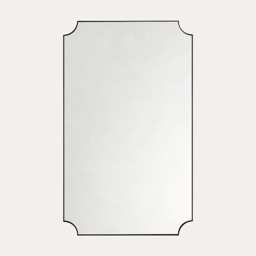 Image of TEHOME 24x40'' Black Vanity Mirror for Bathroom, Matt Black Scalloped Framed Bathroom Vanity Mirror