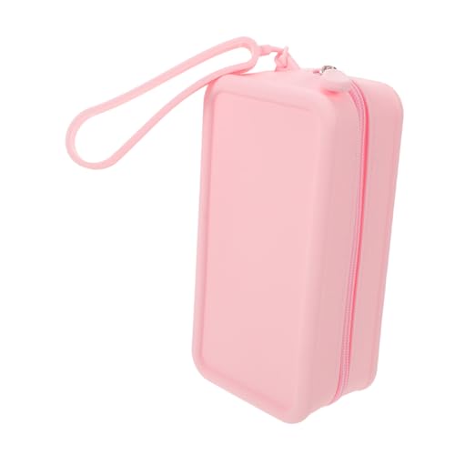 SHOWERORO シリコーン製大容量防水メイクポーチ ピンク色 ファスナー付き収納ケース 軽量携帯用化粧品バッグ 多機能ペンケース兼用 レディー