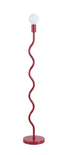 Box and beyond - Lampe sur Pied Wama - Métal Rouge - Douille E27 - Salon, Salle à Manger, Cuisine - Style Industriel et Moderne