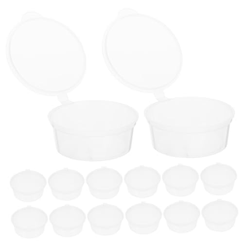 BAZEITFLOW 50個 使い捨て調味料カップ 蓋付き透明プラスチック 小型ソース容器 食事準備用 サラダドレッシング兼用 携帯便利 ポーションコント