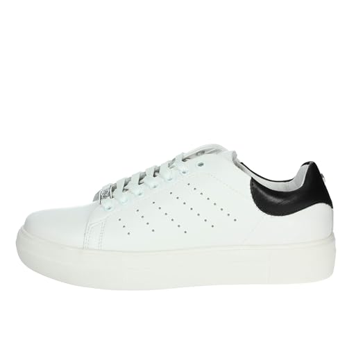 Sneakers Lemmy en cuir blanc et noir de style urbain et chic en pointure 44