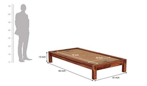 Image of CRAFT D ARTS Sheesham Wood Single Size Bed Without Storage | Wooden Single Bed | Space Saving Low Floor /Lying /Rise /Level /Profile Cot Bed for Bedroom | Honey Finish