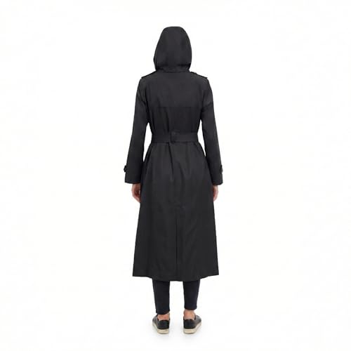 LONDON FOG womens Single Breasted Long Trench Coat With Epaulettes and Belt