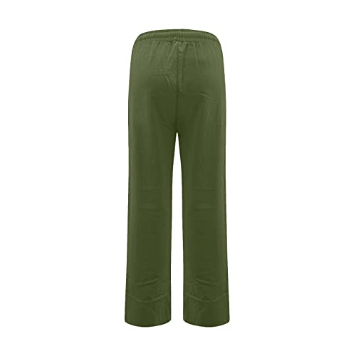 Linen Pants Women Drawstring High Waisted Straight Leg Pants Lightweight Summer Slim Fit Work Pants with Pockets2